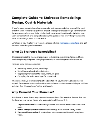 Staircase Remodel Essentials Design Choices, Cost Breakdown & Materials Guide