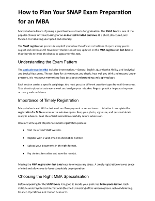 How to Plan Your SNAP Exam Preparation for an MBA