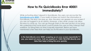 Easy Solutions for QuickBooks Error 40001