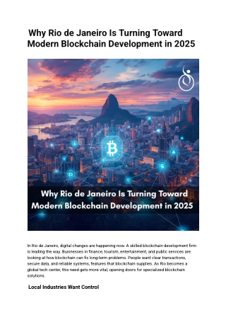 Why Rio de Janeiro Is Turning Toward Modern Blockchain Development in 2025
