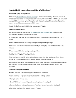 How to Fix HP Laptop Touchpad Not Working Issue