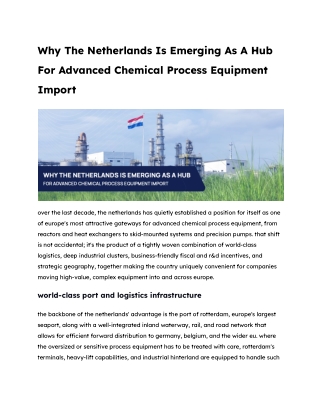 WHY THE NETHERLANDS IS EMERGING AS A HUB FOR ADVANCED CHEMICAL PROCESS EQUIPMENT IMPORT (1)