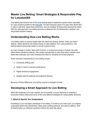 Master Live Betting: Smart Strategies & Responsible Play for Lotusbet365