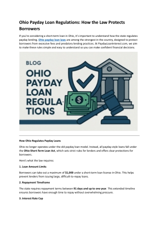 Ohio Payday Loan Regulations: How the Law Protects Borrowers