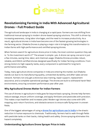 Revolutionizing Farming in India With Advanced Agricultural Drones