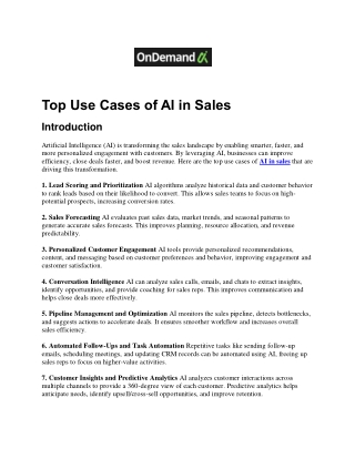 Top Use Cases of AI in Sales