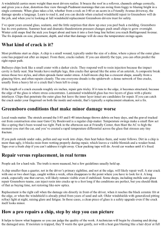 Cracked Windshield Repair in Greensboro: Chips, Cracks, and Spiderwebs