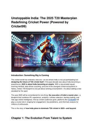 Unstoppable India_ The 2025 T20 Masterplan Redefining Cricket Power (Powered by Cricbet99)