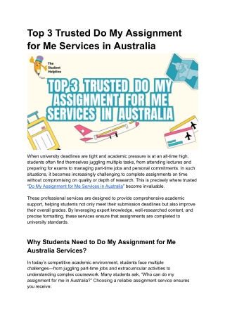 Top 3 Trusted Do My Assignment for Me Services in Australia