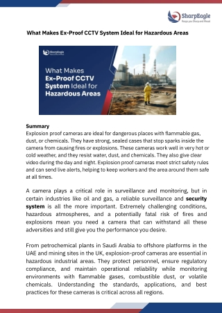 What Makes Ex-Proof CCTV System Ideal for Hazardous Areas