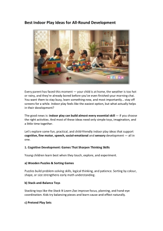 Best Indoor Play Ideas for Kids’ All-Round Development