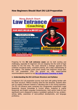 How Beginners Should Start DU LLB Preparation