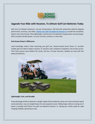 Upgrade Your Ride with Houston, Tx Lithium Golf Cart Batteries Today