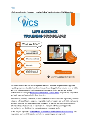 Best Certificate Courses Online for Pharmaceutical Industry