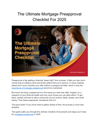 The Ultimate Mortgage Preapproval Checklist For 2025