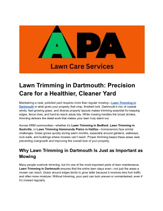 Lawn Trimming in Dartmouth_ Precision Care for a Healthier, Cleaner Yard