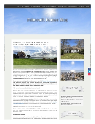 Falmouth summer rentals  cape cod vacation rental agencies