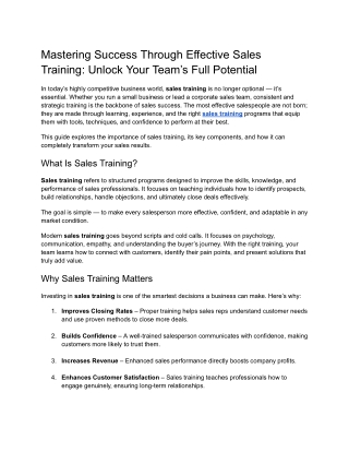 Mastering Success Through Effective Sales Training_ Unlock Your Team’s Full Potential