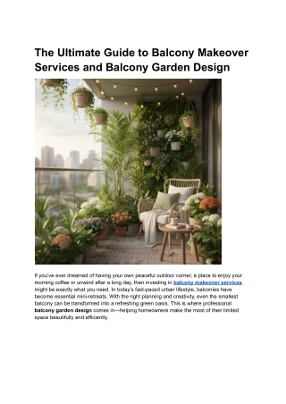 The Ultimate Guide to Balcony Makeover Services and Balcony Garden Design