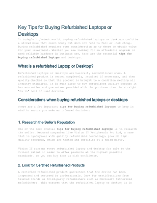 Key Tips for Buying Refurbished Laptops or Desktops in 2025 | Buyer’s Guide