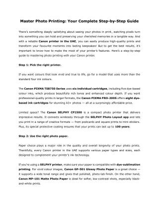 Master Photo Printing- Your Complete Step-by-Step Guide