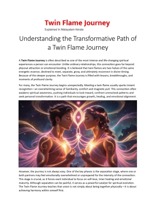 Understanding The Transformative Path of a Twin Flame Journey