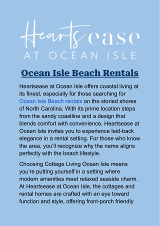 Ocean Isle Beach Rentals: A Relaxed Coastal Escape