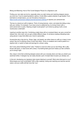 Mixing and Matching_ How to Pair Coveti Designer Pieces for a Signature Look