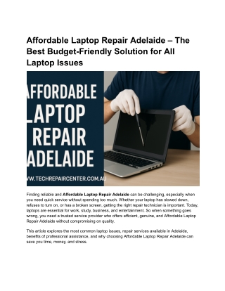 Affordable Laptop Repair Adelaide – The Best Budget-Friendly Solution for All Laptop Issues