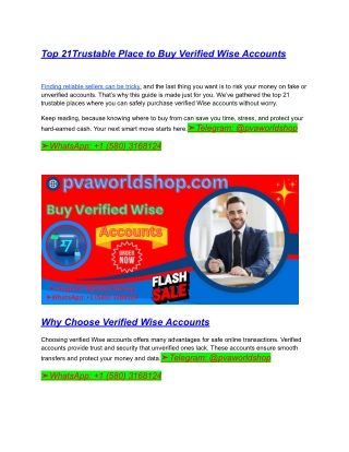 Top 21Trustable Place to Buy Verified Wise Accounts