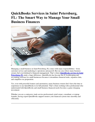 QuickBooks Services in Saint Petersburg, FL
