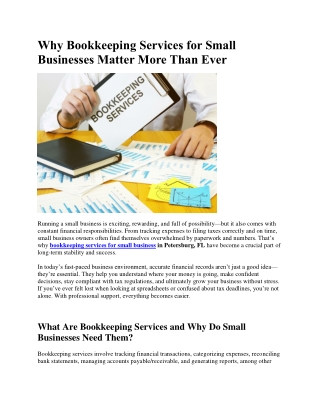 Why Bookkeeping Services for Small Businesses Matter More Than Ever