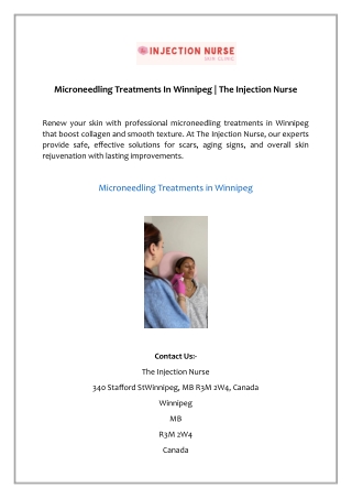 Microneedling Treatments In Winnipeg | The Injection Nurse