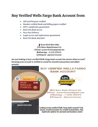 Buy Verified Wells Fargo Bank Account from