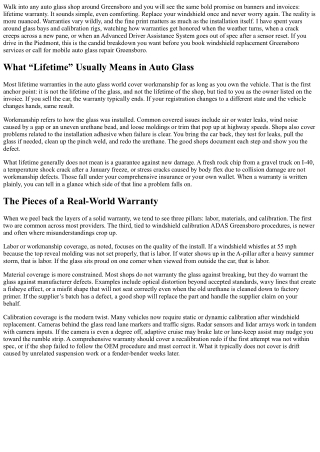 Windshield Replacement Greensboro: Lifetime Warranty—What It Really Covers