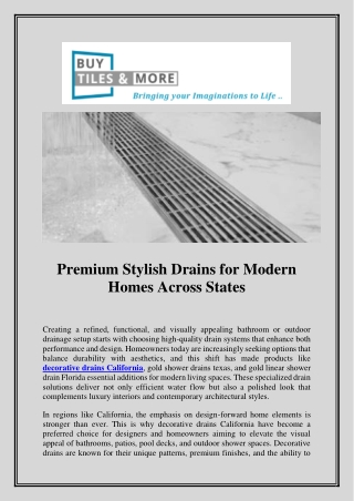 Premium Stylish Drains for Modern Homes Across States