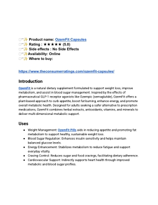 OzemFit Review : {Official Website 2025 }Does This Natural OzemFit Fat Burner