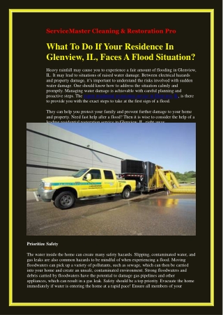 What To Do If Your Residence In Glenview, IL Faces A Flood Situation