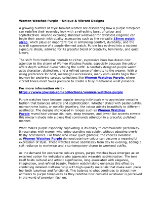 Women Watches Purple – Unique & Vibrant Designs