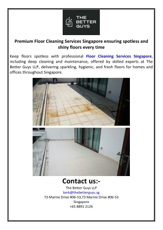 Premium Floor Cleaning Services Singapore ensuring spotless and shiny floors eve