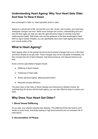 Understanding Heart Ageing: Why Your Heart Gets Older And How To Slow It Down