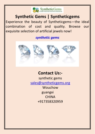 Synthetic Gems  Syntheticgems