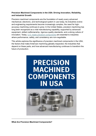Precision Machined Components in the USA