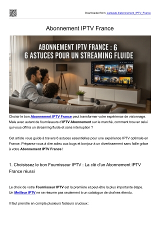 Abonnement IPTV France