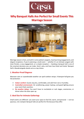 Why Banquet Halls Are Perfect for Small Events This Marriage Season
