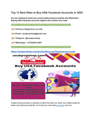 Top 13 Best Sites to Buy USA Facebook Accounts in 2025