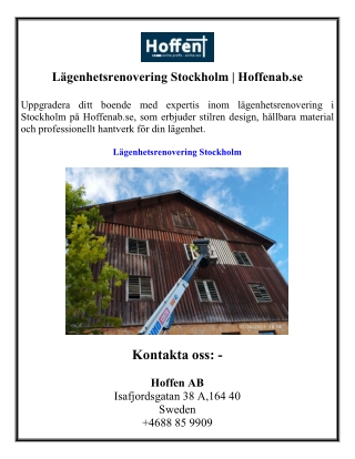 Lägenhetsrenovering Stockholm  Hoffenab.se