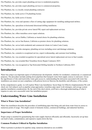 Water Line Installation: Secret Steps for Successful Application