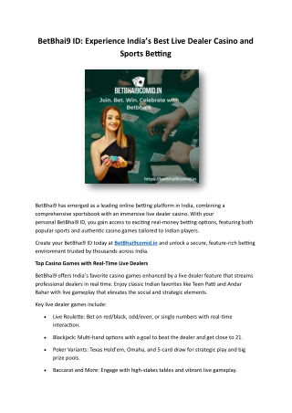 Experience India’s Best Live Betting