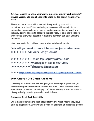 Buy Verified Old Gmail Accounts online presence quickly and securely
